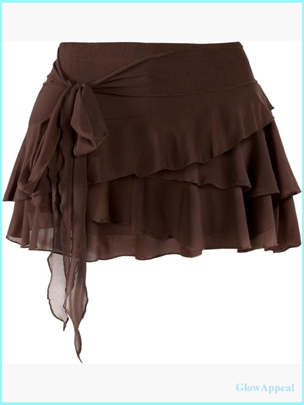 Women Mesh Ruffle Mini Skort with Built-in Shorts Flowy Pleated Tiered Layers